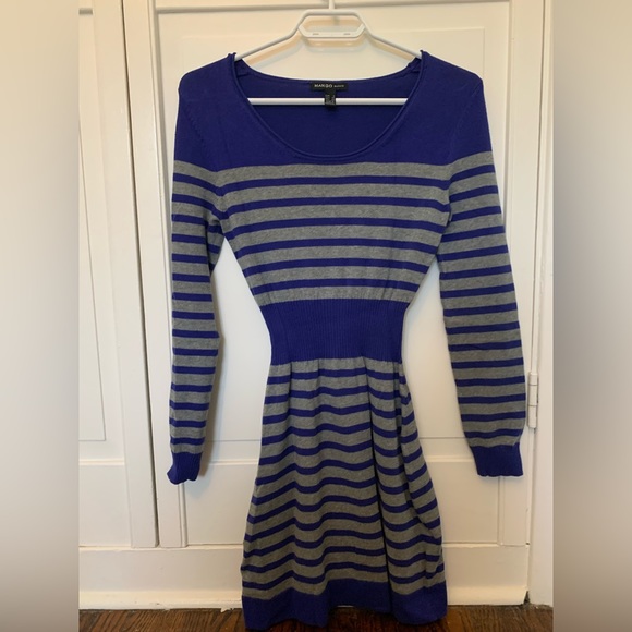 Mango long sleeve knit body-con striped sweater dress - Picture 1 of 6